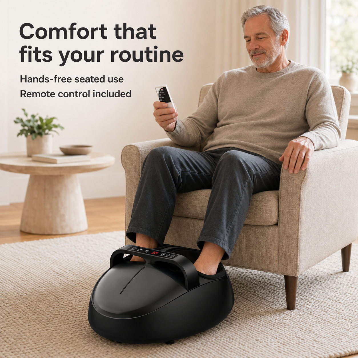 Shiatsu Foot Massager with Heat and Air Compression | 5 Modes, 9 Intensity Levels, LCD Display & Remote Control