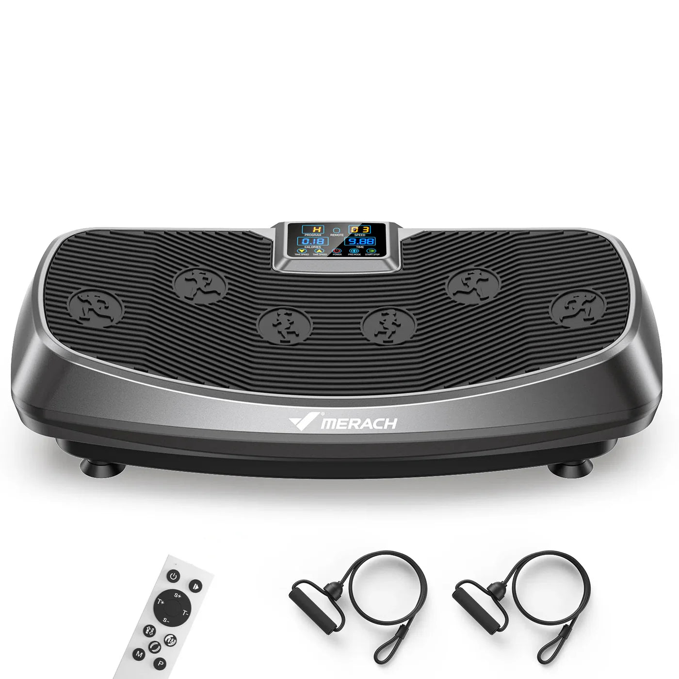 3D Vibration Plate Exercise Machine | Oscillation and Pulse Modes, 30 Speeds, LED Touchscreen & Resistance Bands Grey