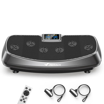 3D Vibration Plate Exercise Machine | Oscillation and Pulse Modes, 30 Speeds, LED Touchscreen & Resistance Bands Grey