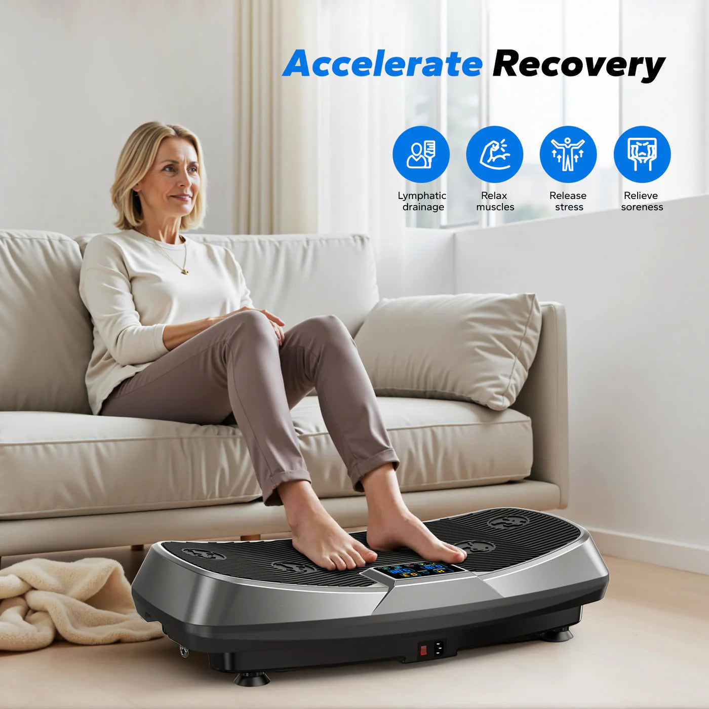 3D Vibration Plate Exercise Machine | Oscillation and Pulse Modes, 30 Speeds, LED Touchscreen & Resistance Bands