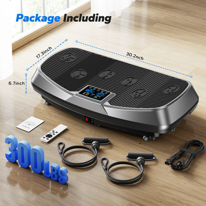 3D Vibration Plate Exercise Machine | Oscillation and Pulse Modes, 30 Speeds, LED Touchscreen & Resistance Bands
