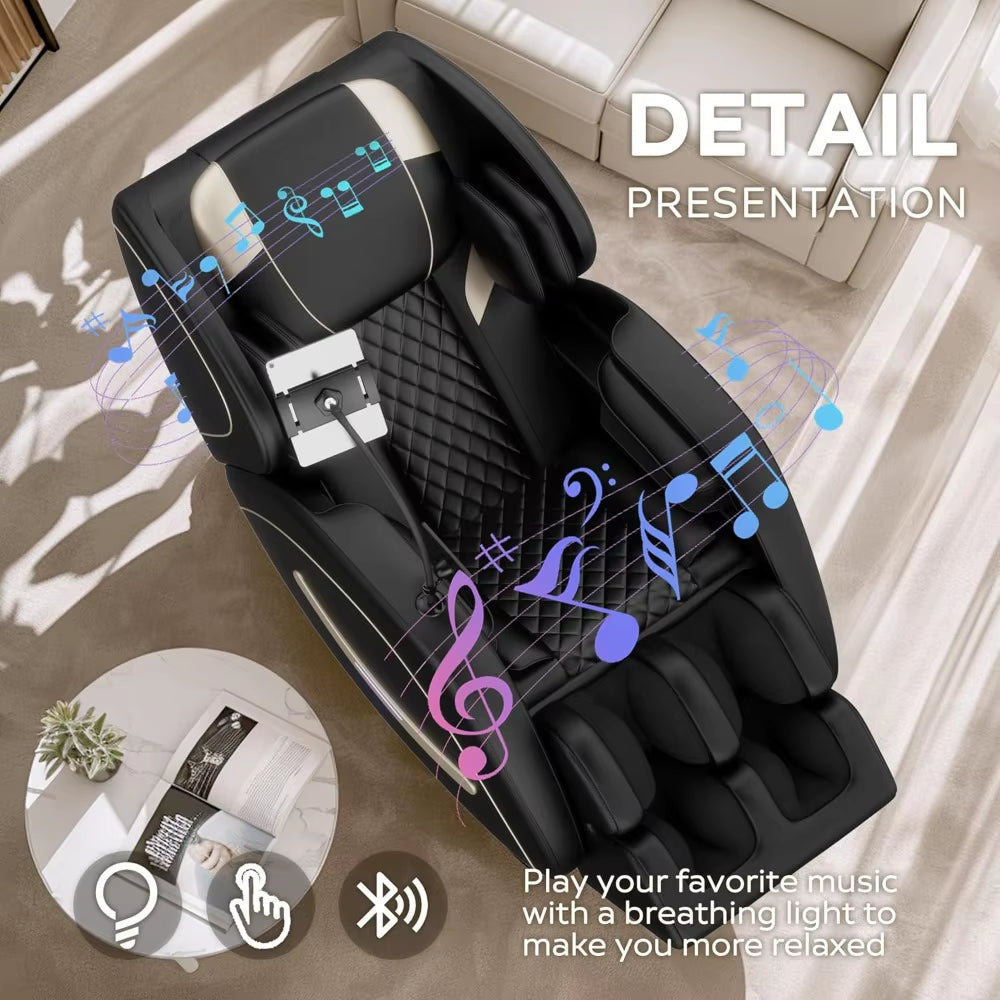Zero Gravity Full Body Massage Chair with 6 Rollers | 24 Airbags, Waist and Leg Heat, Foot Rollers, Bluetooth & Touchscreen
